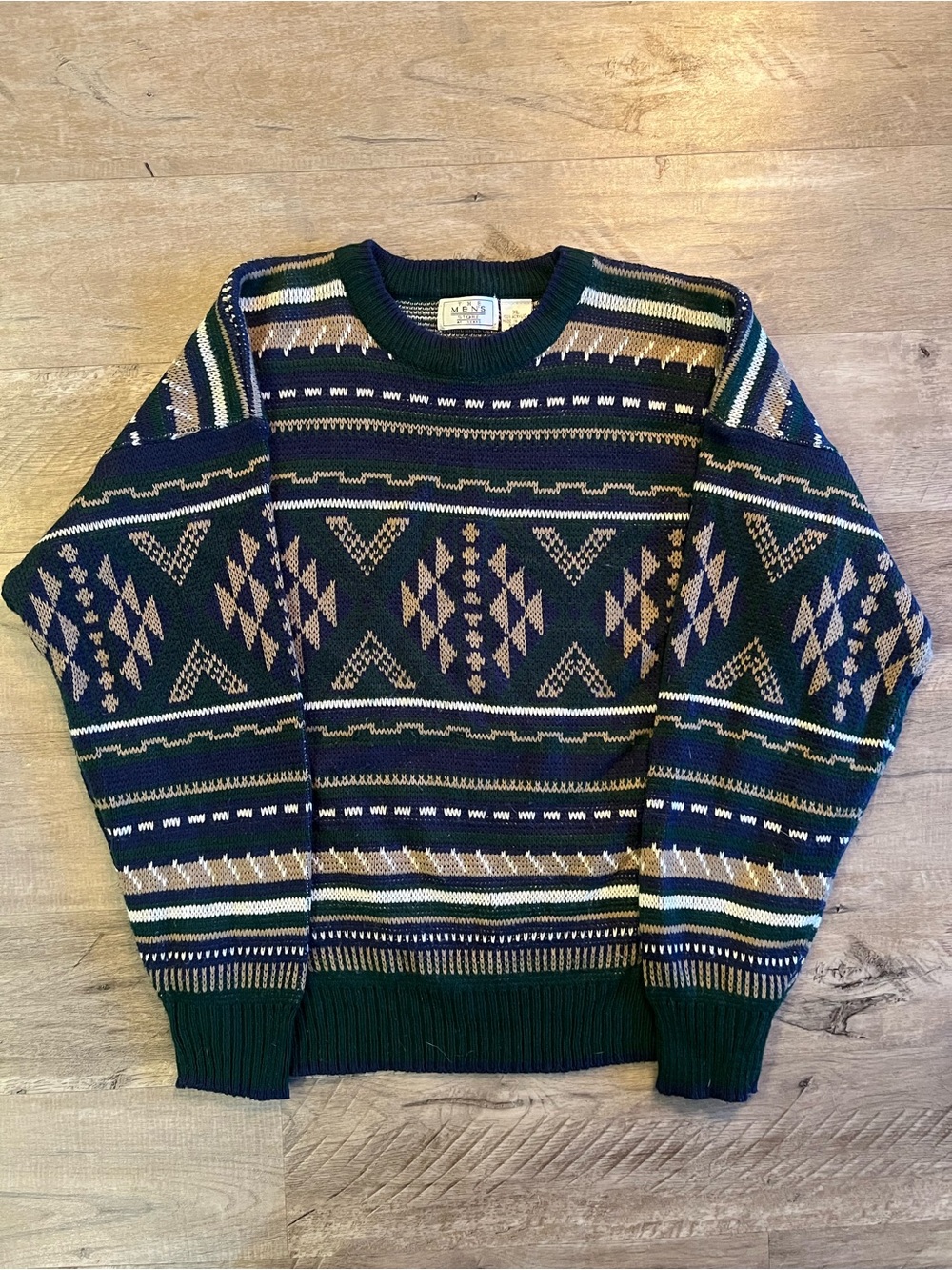 Vintage 90s The Men's Store At Sears Sweater Mens  XL Geometric Knit Rare
